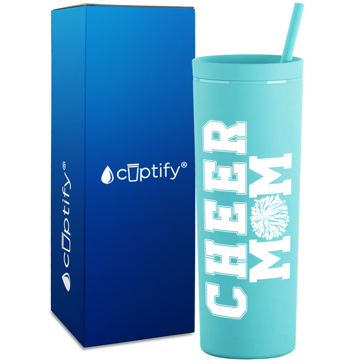 Cheer Mom on 18oz Acrylic Skinny Tumbler
