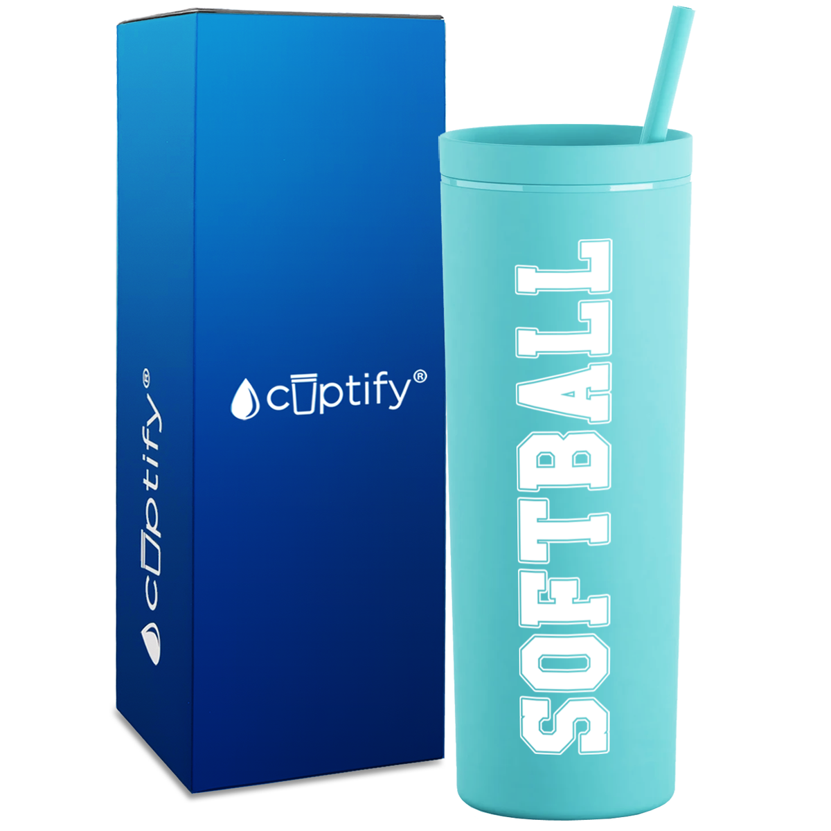Softball on 18oz Acrylic Skinny Tumbler