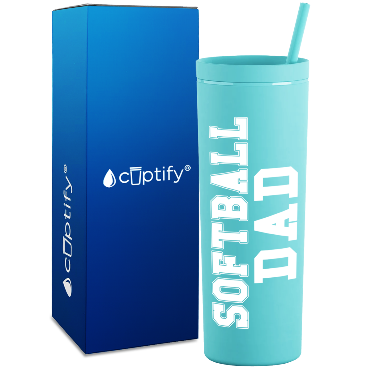 Softball Dad on 18oz Acrylic Skinny Tumbler