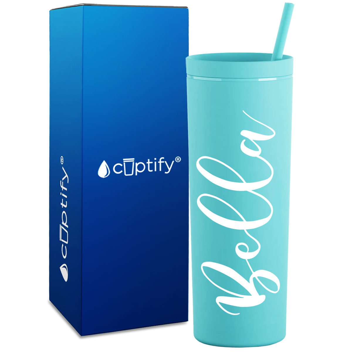 Personalized Bella Style on 18oz Acrylic Skinny Tumbler