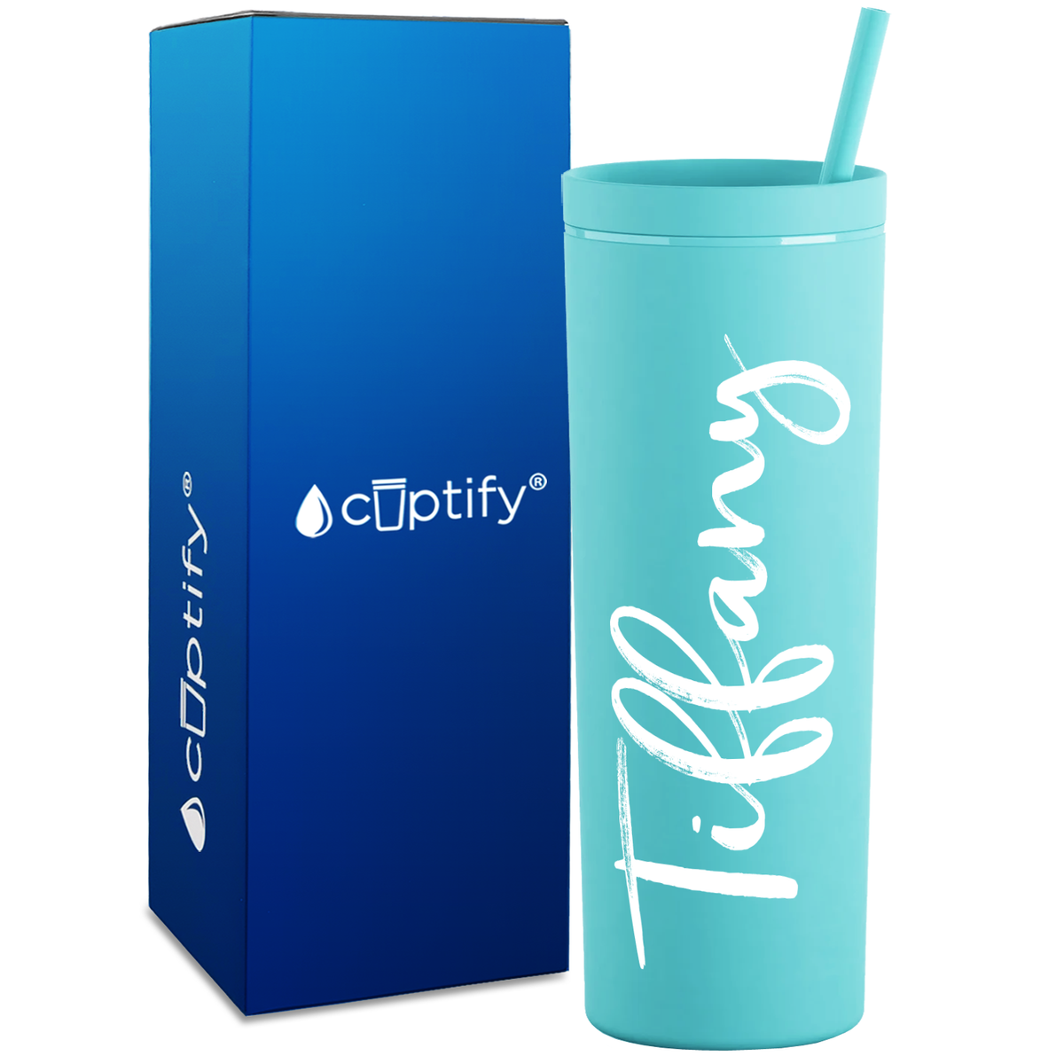 Personalized Tiffany Style on 18oz Acrylic Skinny Tumbler