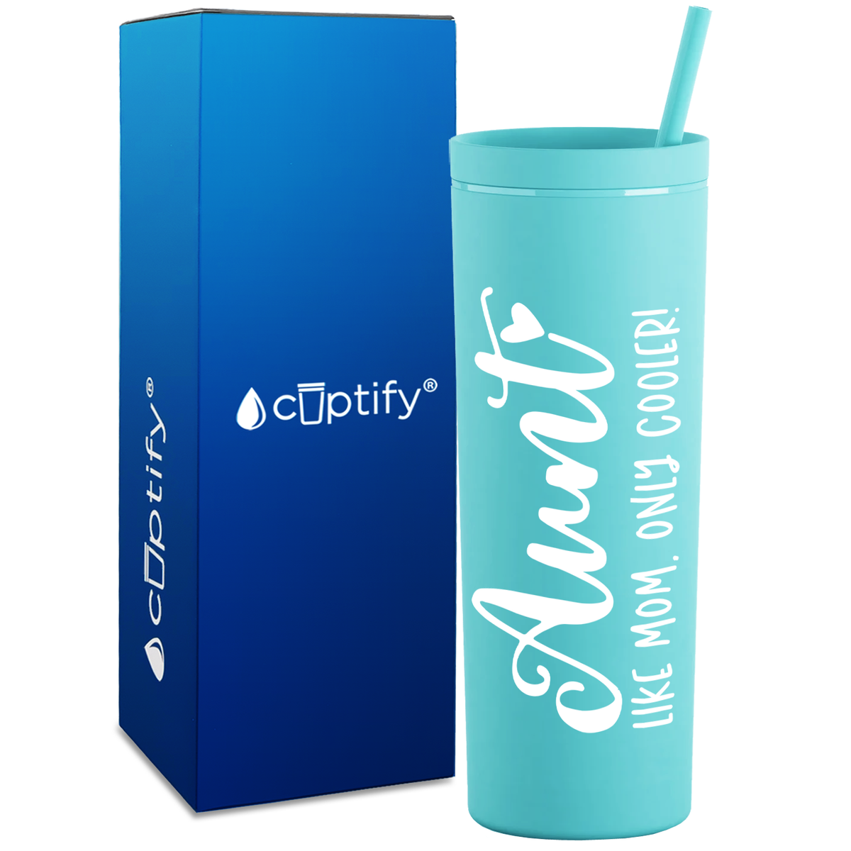 Aunt Like Mom Only Cooler on 18oz Acrylic Skinny Tumbler