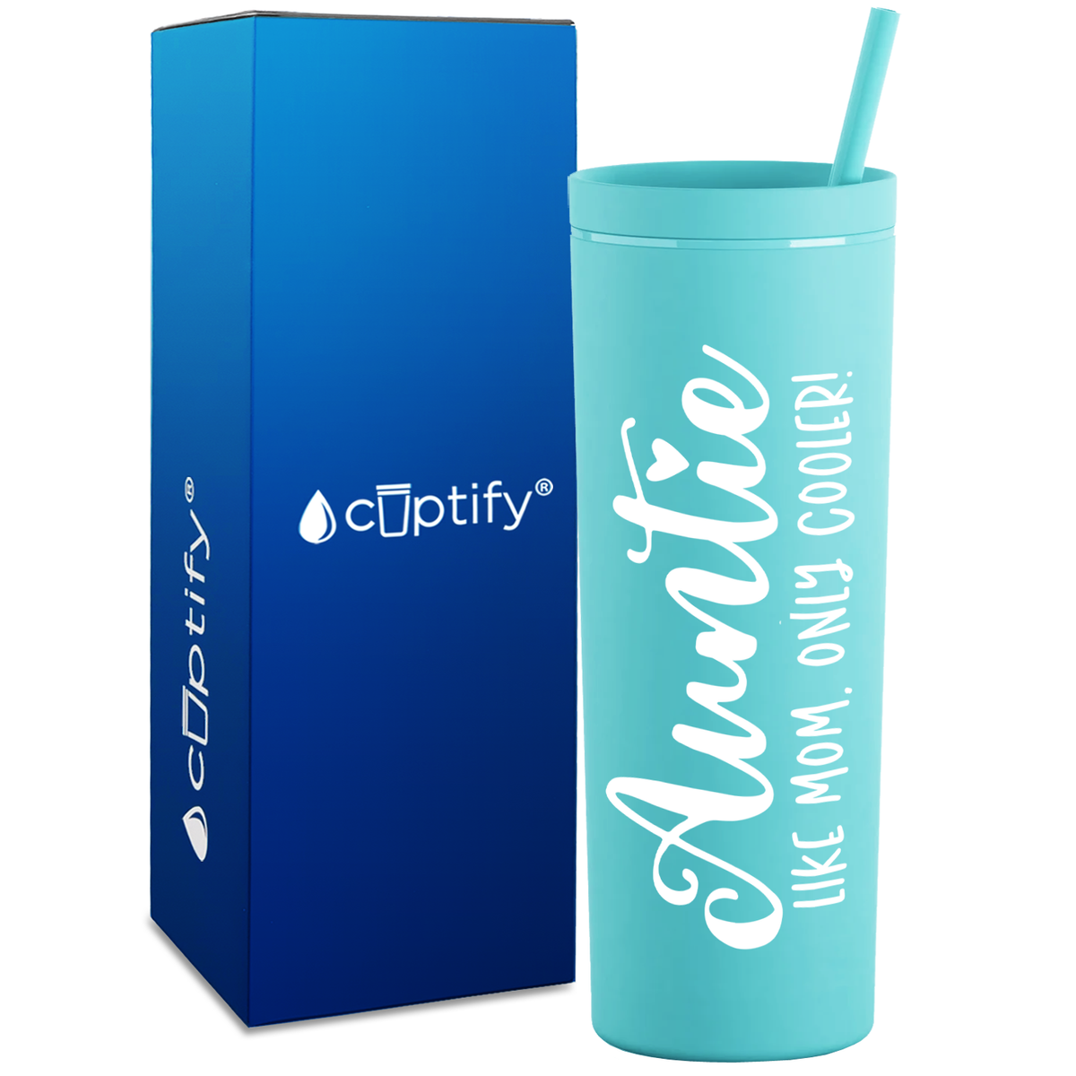 Auntie Like Mom Only Cooler on 18oz Acrylic Skinny Tumbler