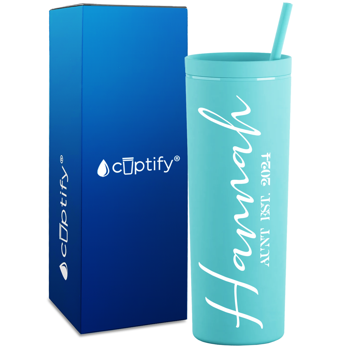 Personalized Aunt Established on 18oz Acrylic Skinny Tumbler