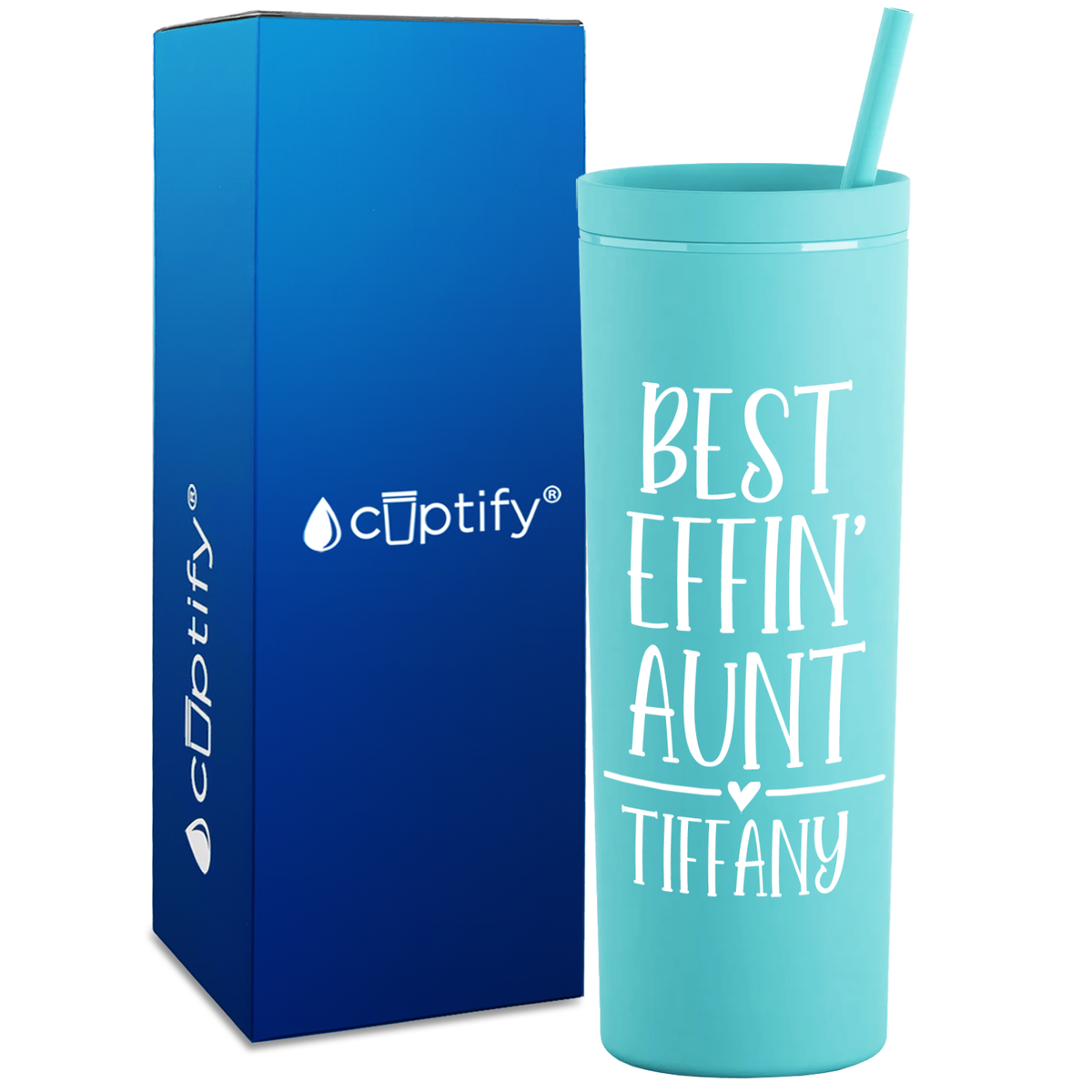 Personalized Best Effin' Aunt on 18oz Acrylic Skinny Tumbler
