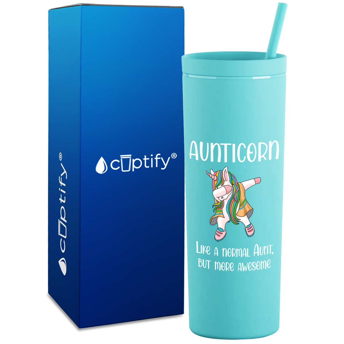 Aunticorn on 18oz Acrylic Skinny Tumbler