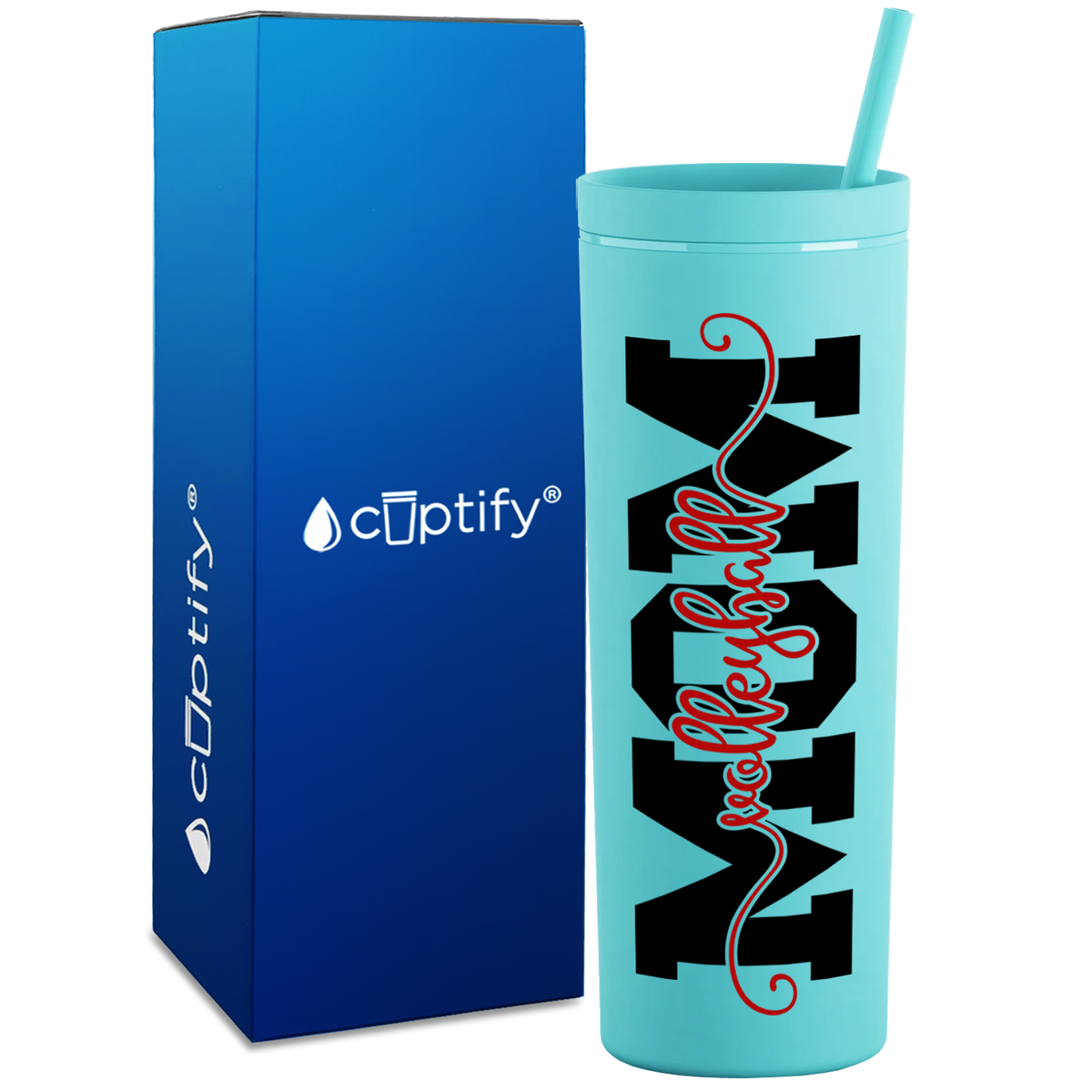 Volleyball Mom Red on 18oz Acrylic Skinny Tumbler