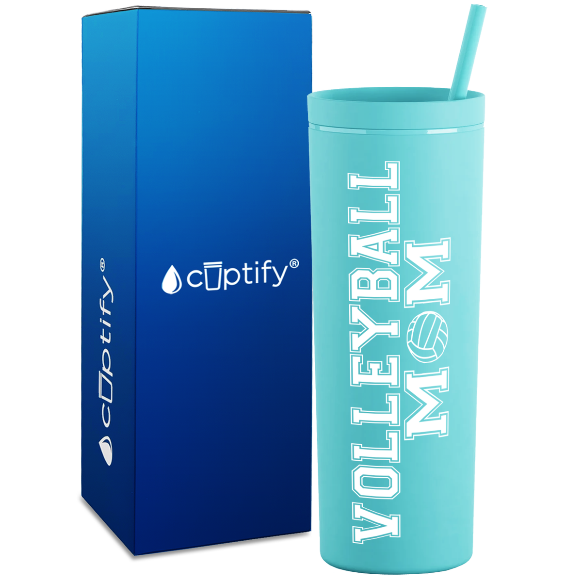 Volleyball Mom on 18oz Acrylic Skinny Tumbler