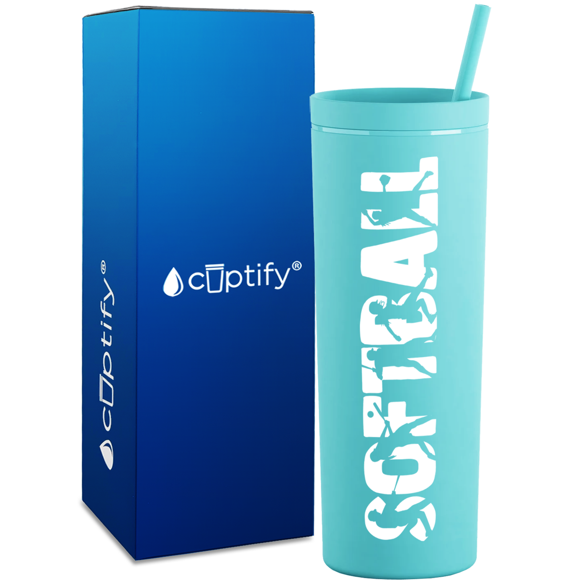 Softball Players on 18oz Acrylic Skinny Tumbler