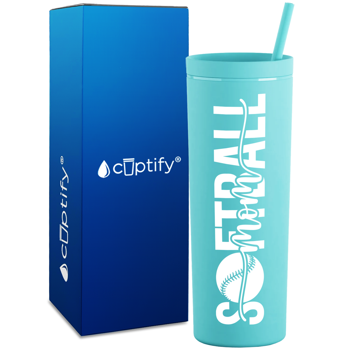 Softball Mom Swish on 18oz Acrylic Skinny Tumbler