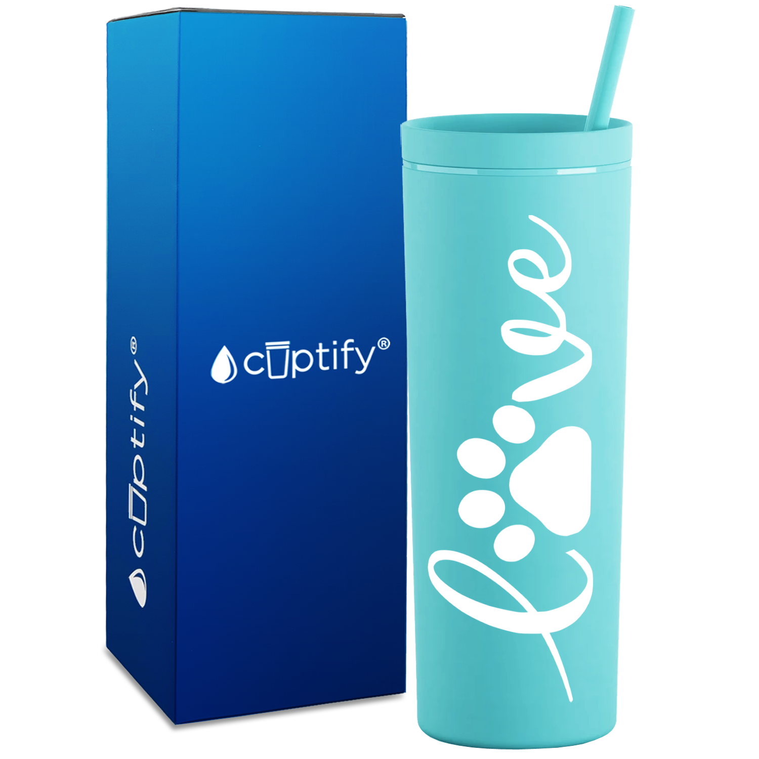 Love Dog Paws Curly on 18oz Acrylic Skinny Tumbler