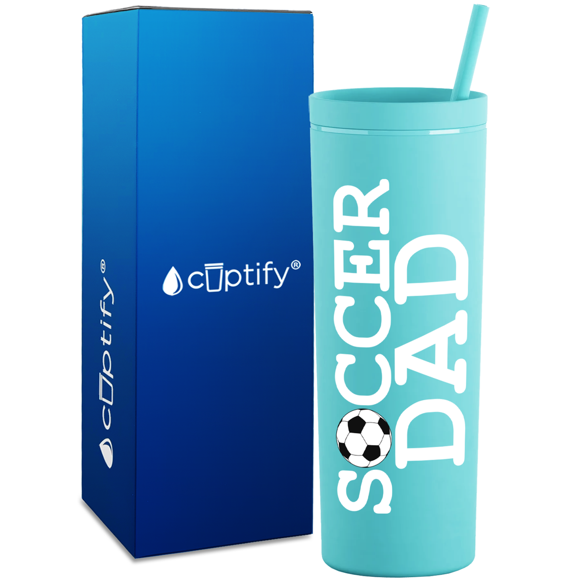 Soccer Ball Dad on 18oz Acrylic Skinny Tumbler