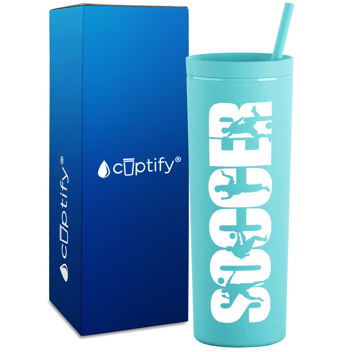 Soccer Players on 18oz Acrylic Skinny Tumbler