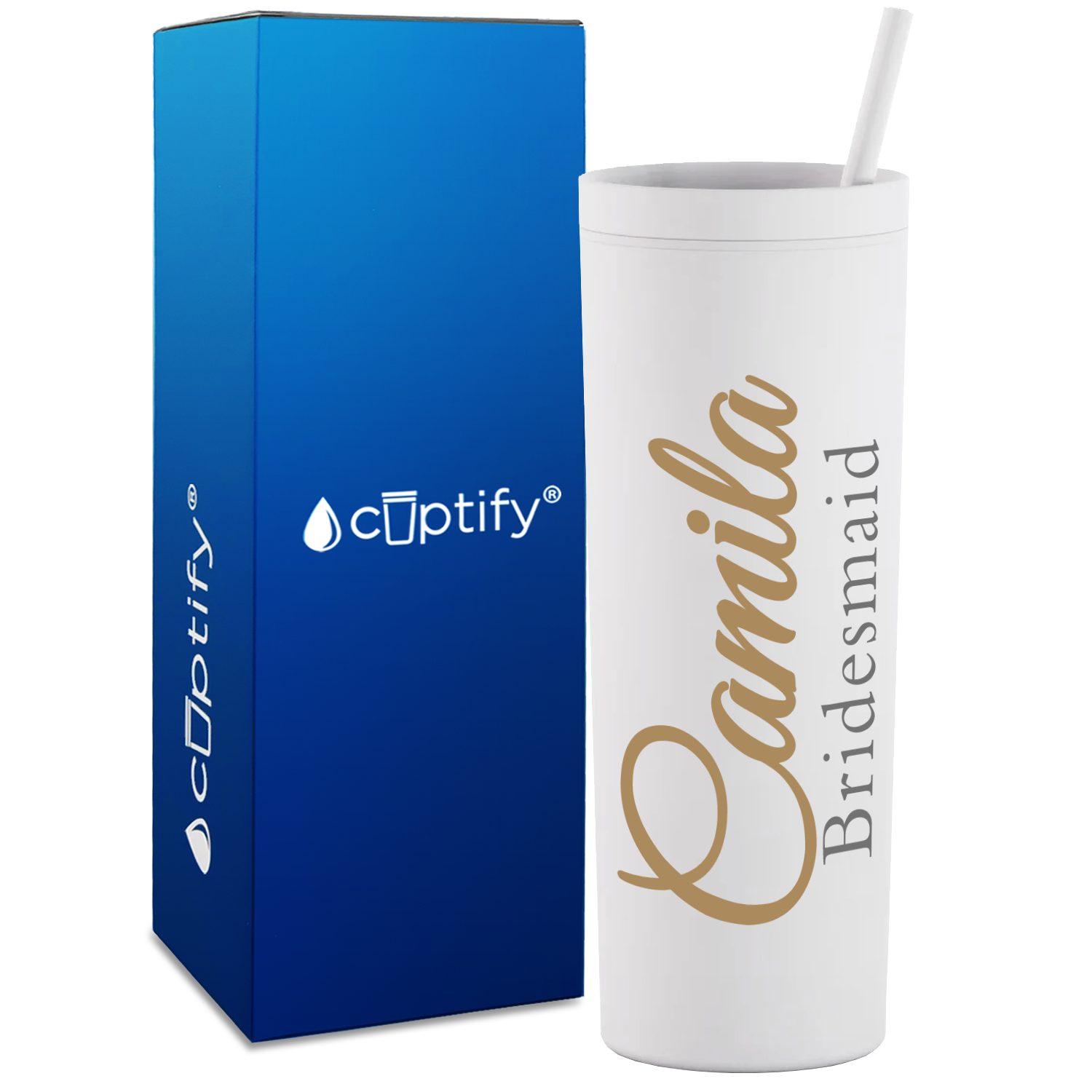 Personalized Fancy Bridesmaid on 18oz Acrylic Skinny Tumbler