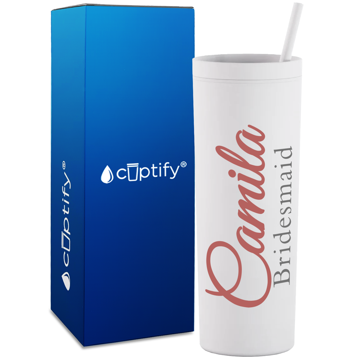 Personalized Fancy Bridesmaid on 18oz Acrylic Skinny Tumbler
