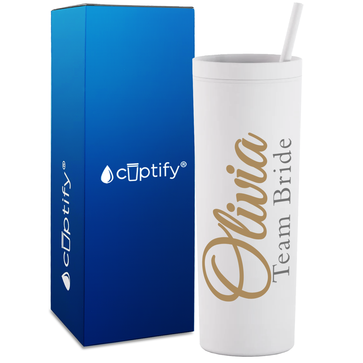 Personalized Fancy Team Bride on 18oz Acrylic Skinny Tumbler
