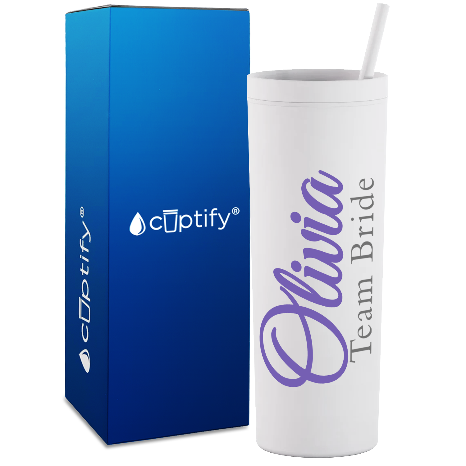 Personalized Fancy Team Bride on 18oz Acrylic Skinny Tumbler