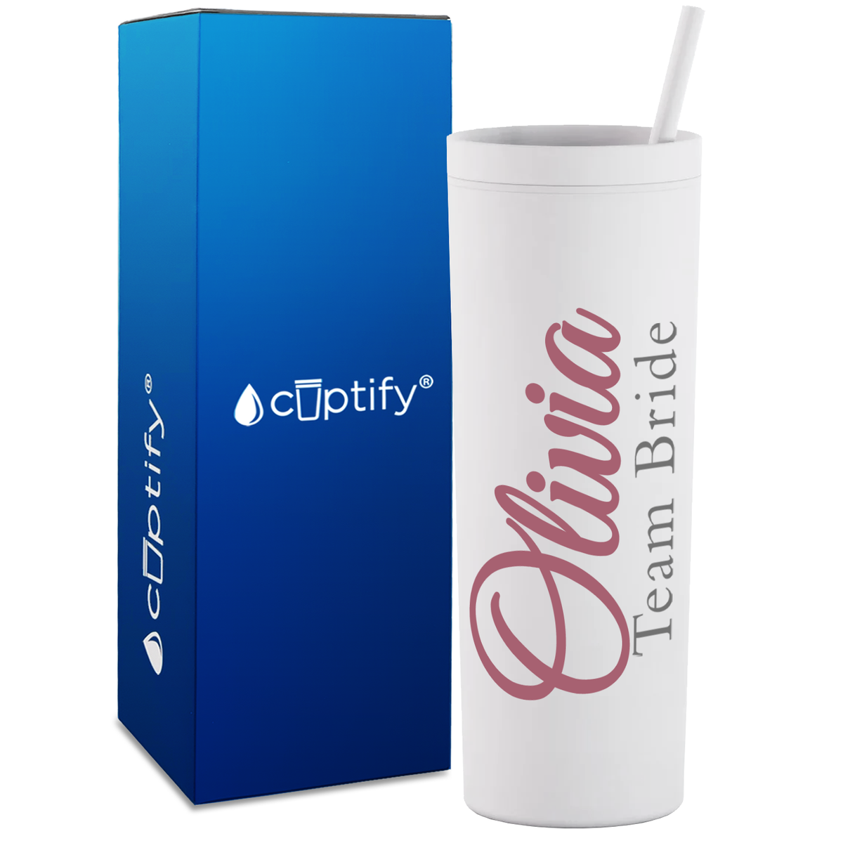 Personalized Fancy Team Bride on 18oz Acrylic Skinny Tumbler