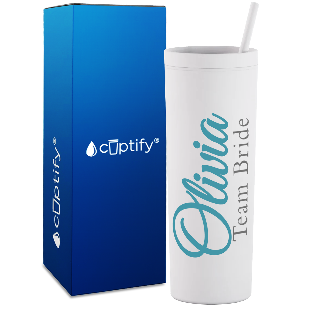Personalized Fancy Team Bride on 18oz Acrylic Skinny Tumbler