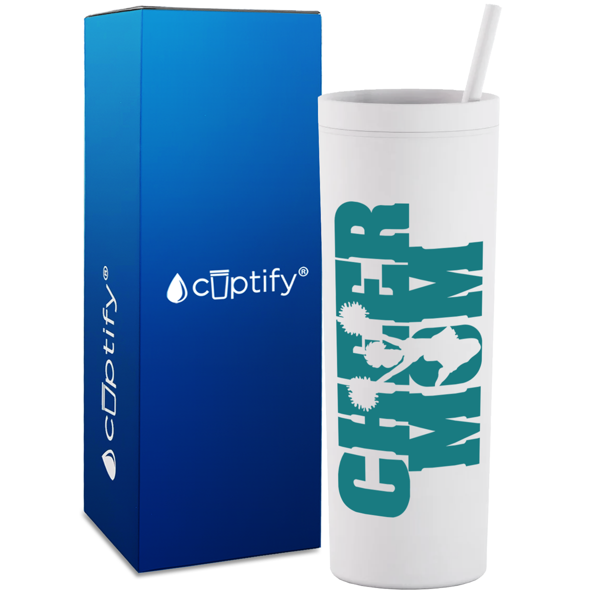 Cheer Mom with Cheerleader on 18oz Acrylic Skinny Tumbler