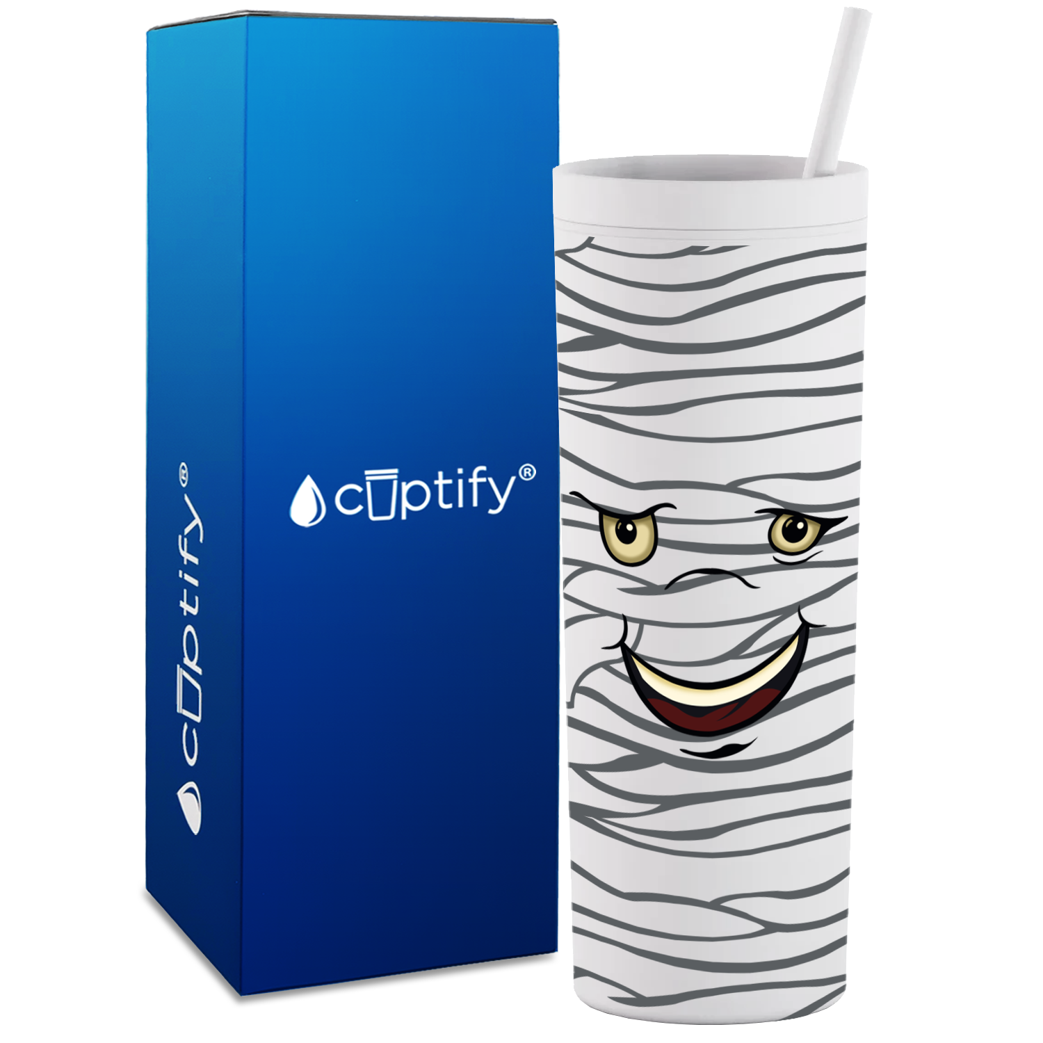 Happy Mummy on 18oz Acrylic Halloween Skinny Tumbler