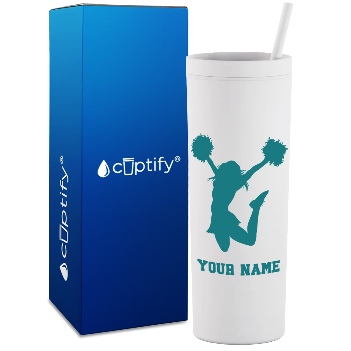 Personalized Cheerleader on 18oz Acrylic Skinny Tumbler