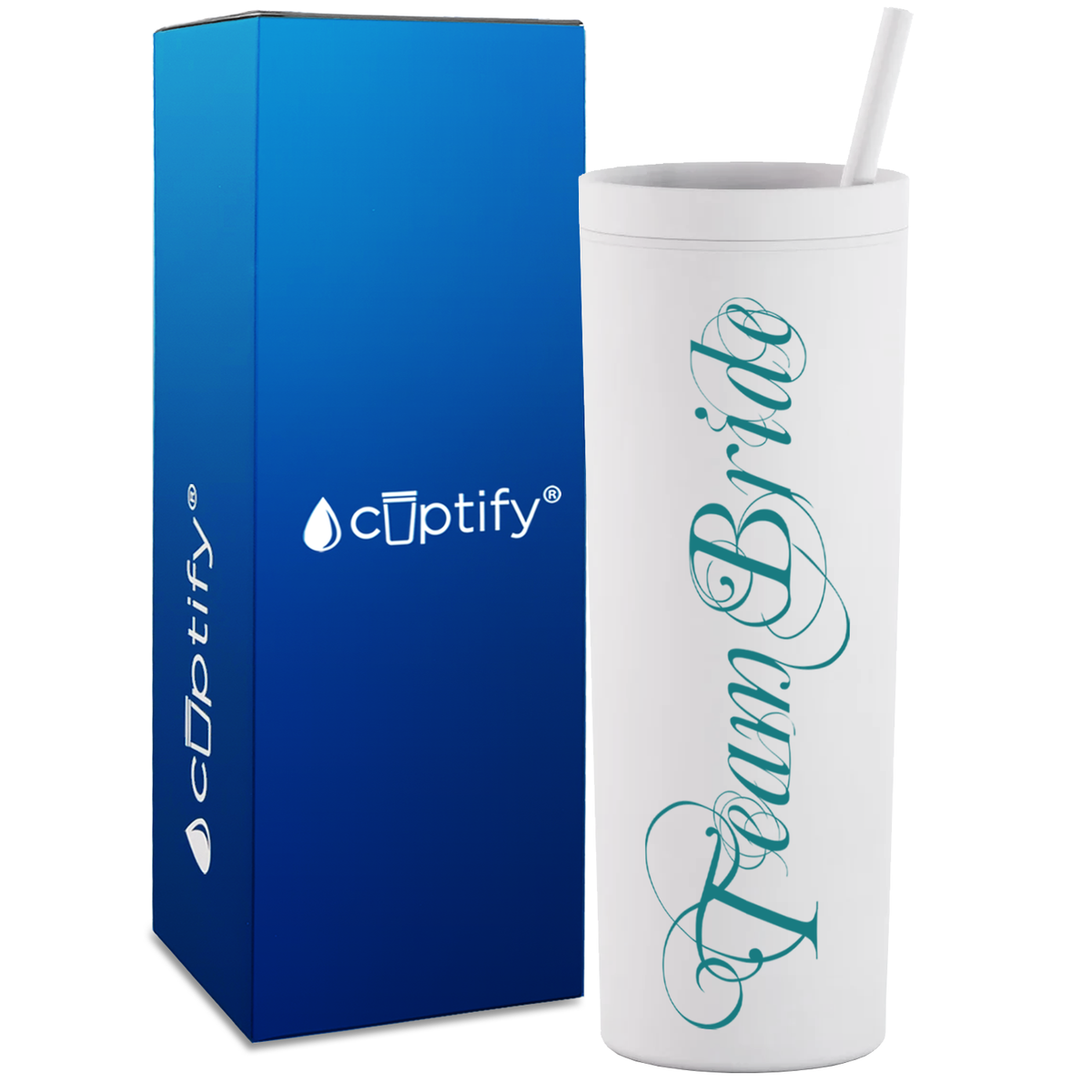 Team Bride on 18oz Acrylic Skinny Tumbler