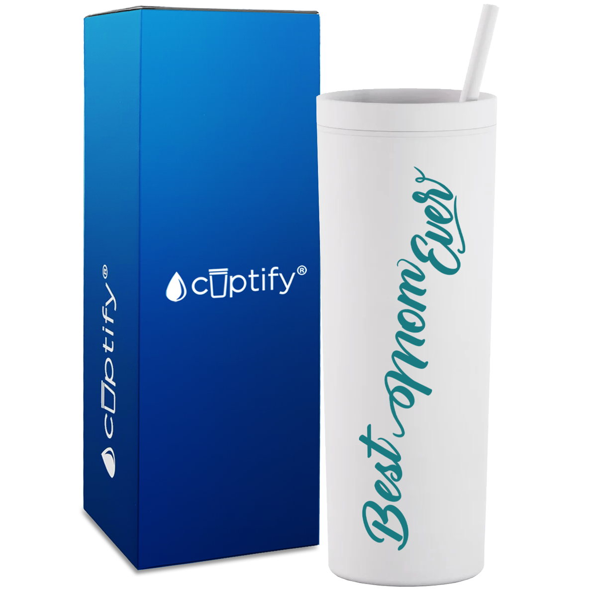 Best Mom Ever on 18oz Acrylic Skinny Tumbler