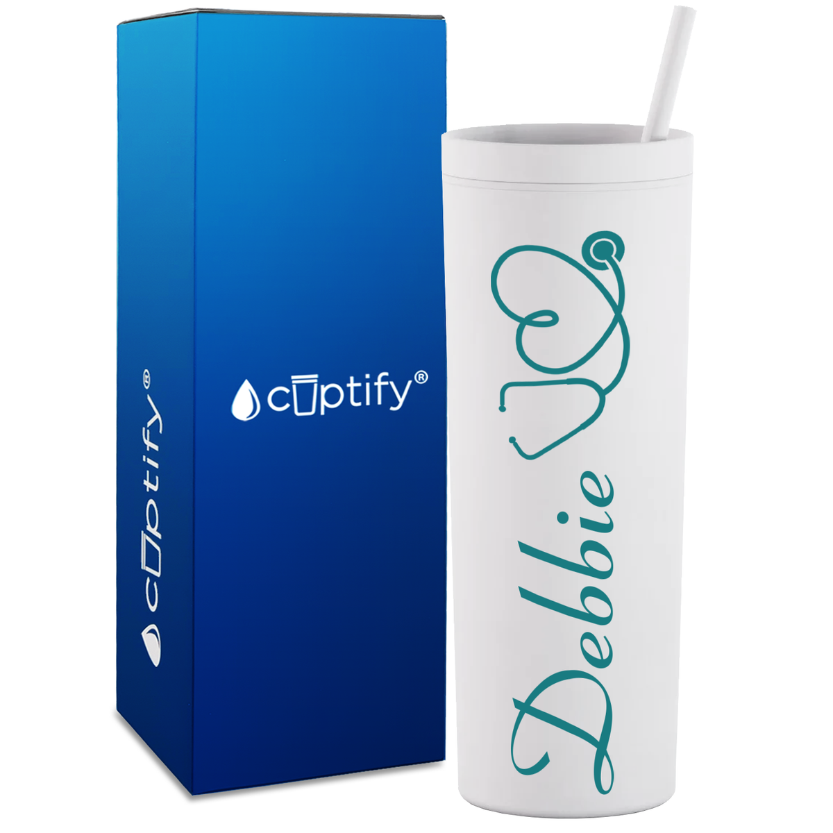 Personalized Nurse Stethoscope on 18oz Acrylic Skinny Tumbler