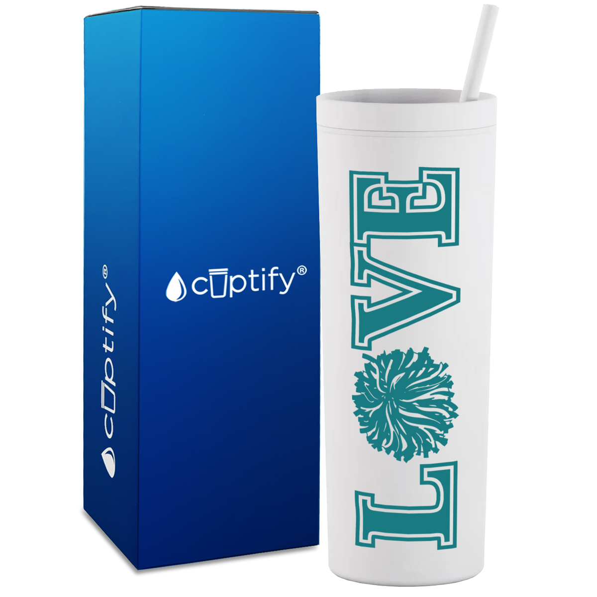 Love Cheer on 18oz Acrylic Skinny Tumbler