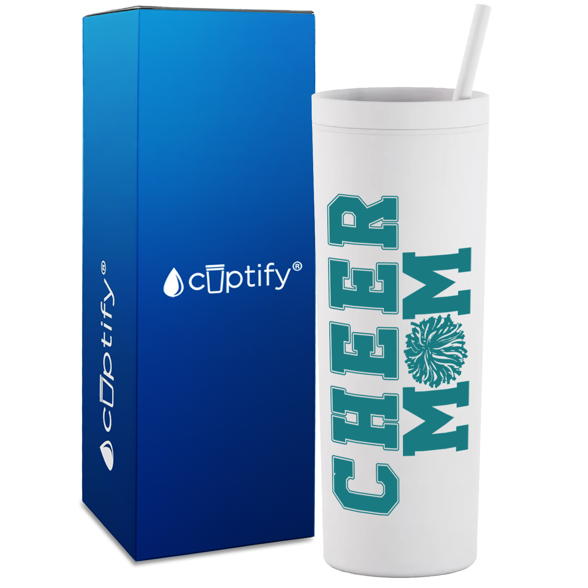 Cheer Mom on 18oz Acrylic Skinny Tumbler