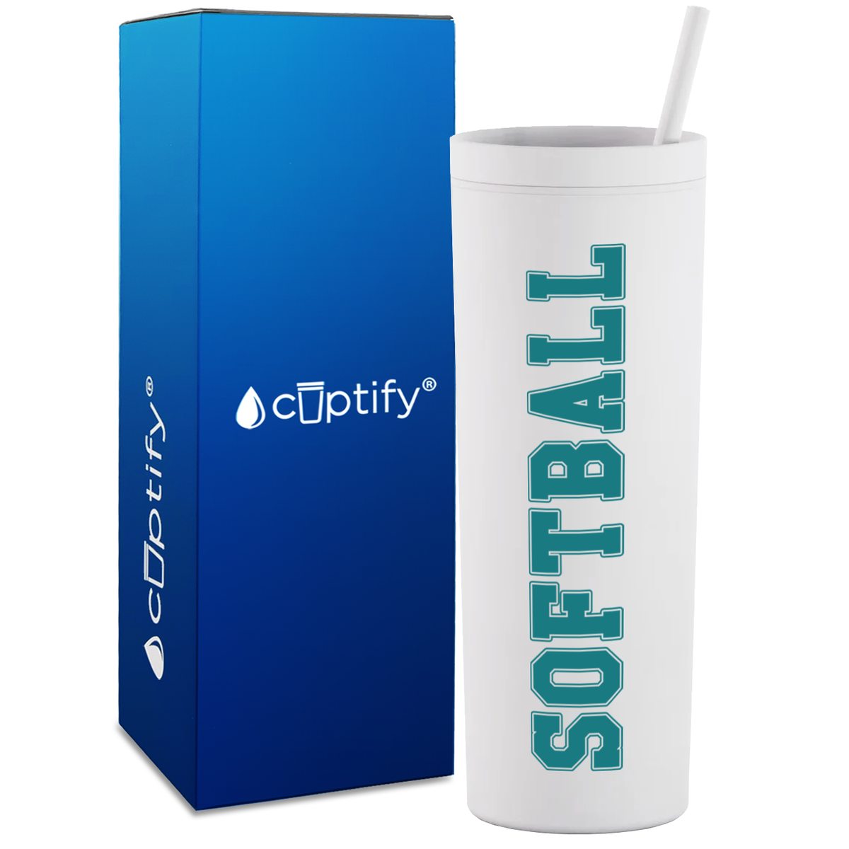 Softball on 18oz Acrylic Skinny Tumbler