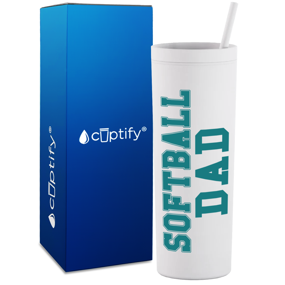Softball Dad on 18oz Acrylic Skinny Tumbler