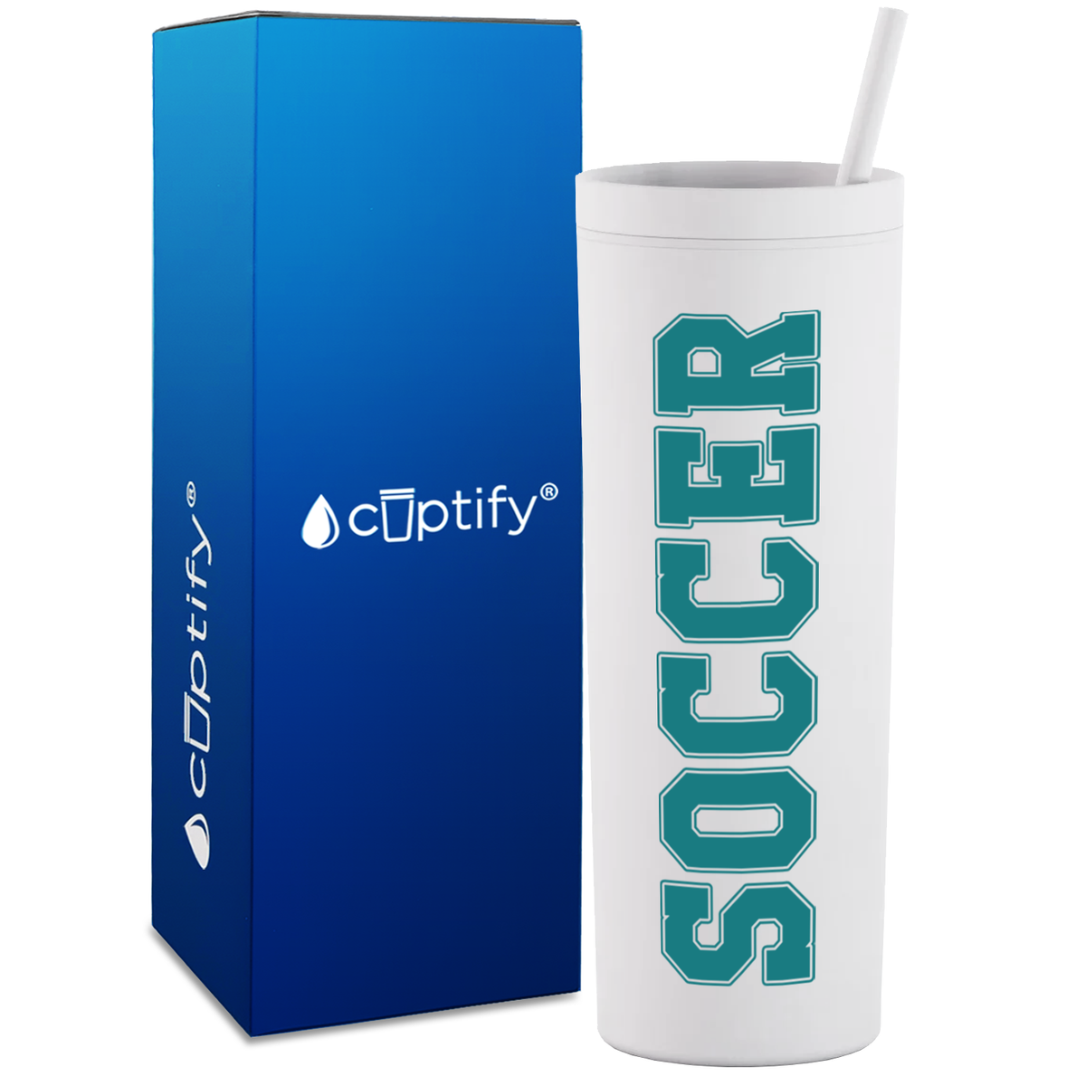 Soccer on 18oz Acrylic Skinny Tumbler