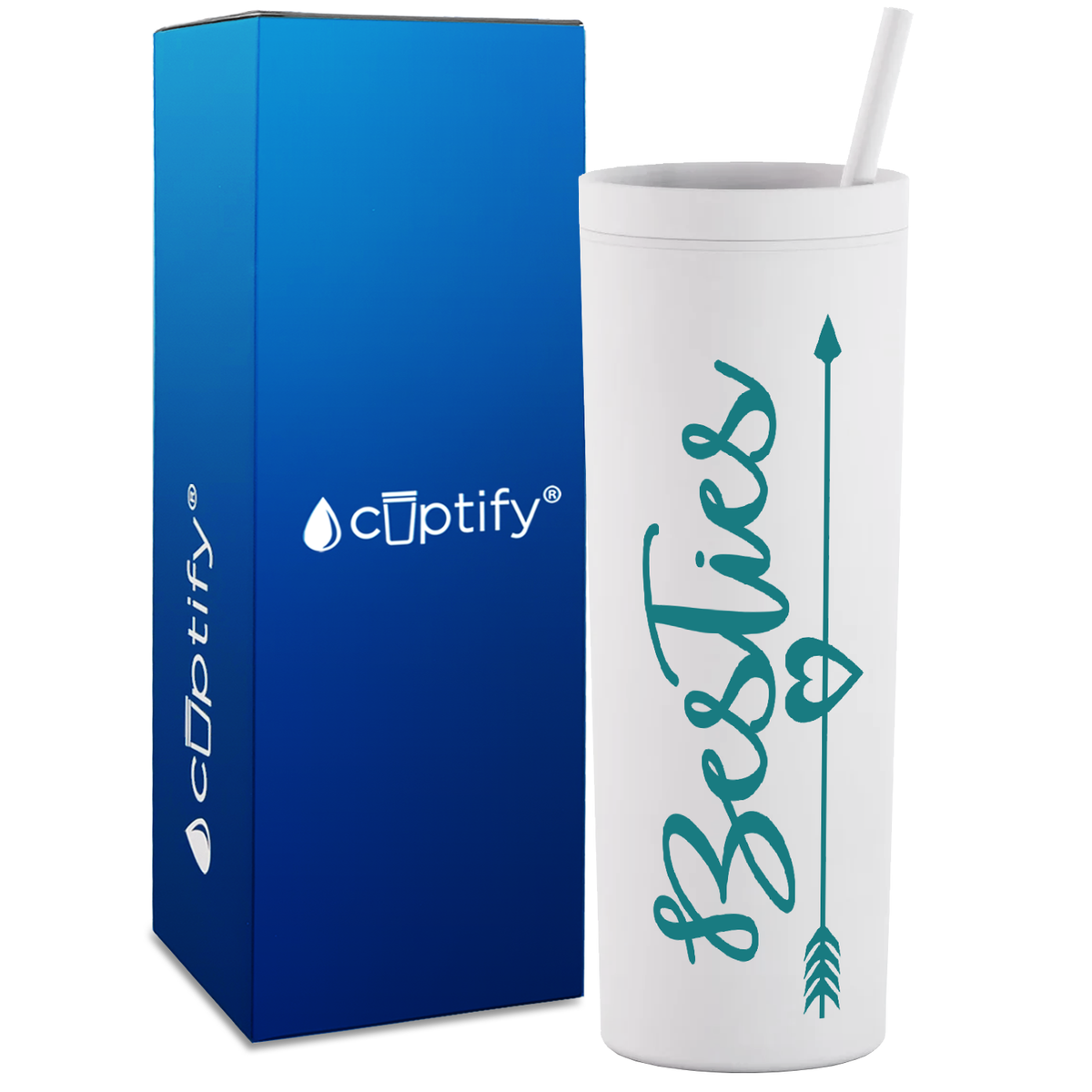 Best Friend Besties on 18oz Acrylic Skinny Tumbler