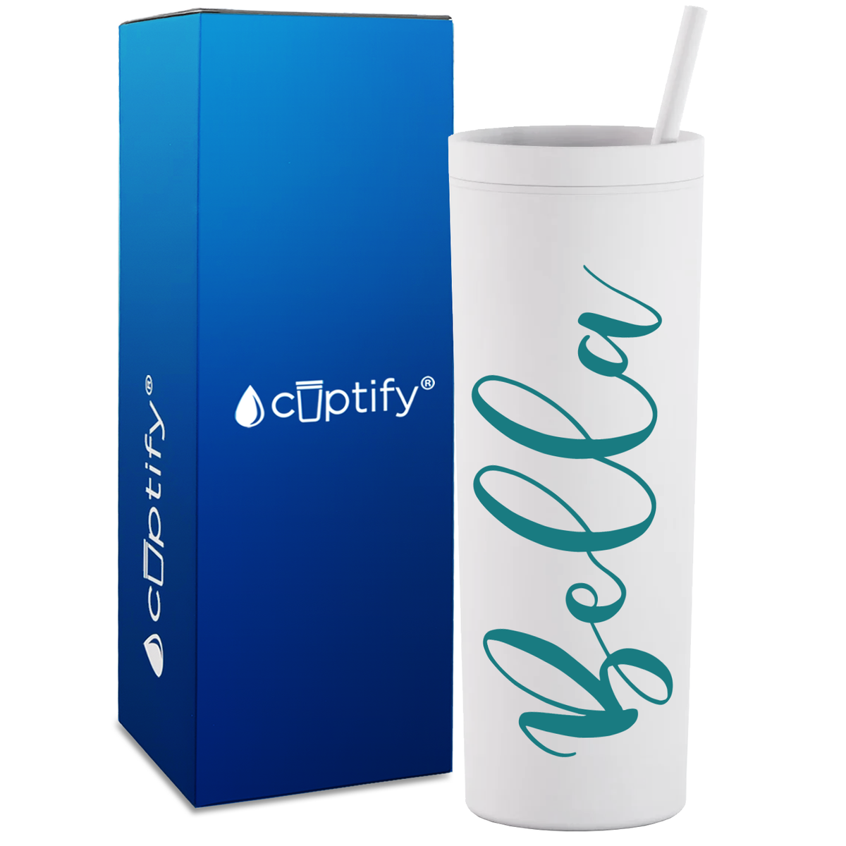 Personalized Bella Style on 18oz Acrylic Skinny Tumbler