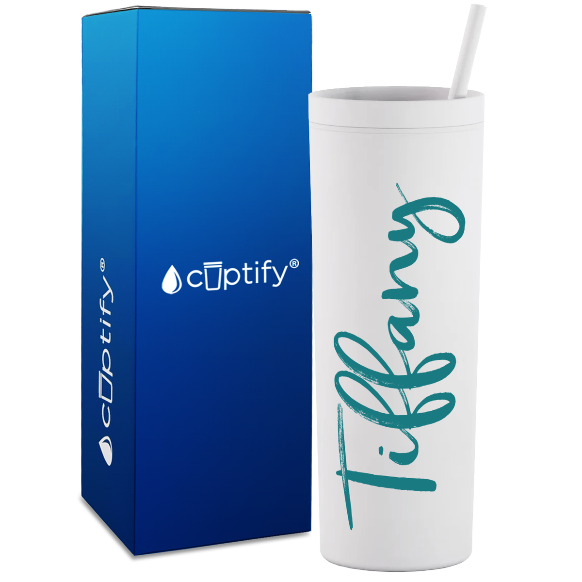 Personalized Tiffany Style on 18oz Acrylic Skinny Tumbler