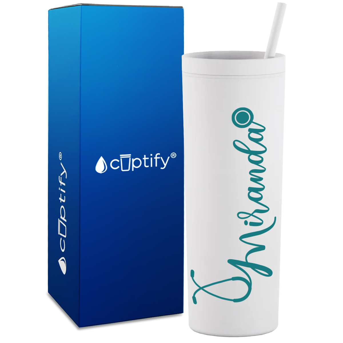 Personalized Nurse Stethoscope Decorative on 18oz Acrylic Skinny Tumbler