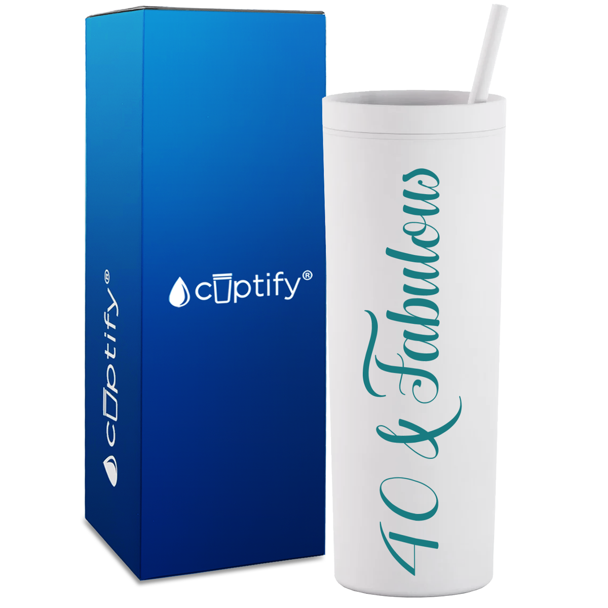 40 and Fabulous on 18oz Acrylic Skinny Tumbler