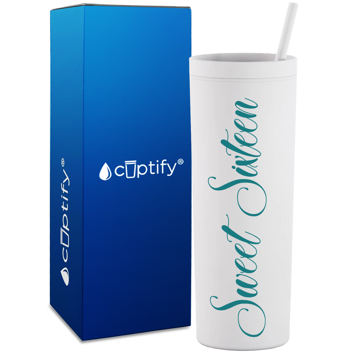 Sweet Sixteen on 18oz Acrylic Skinny Tumbler