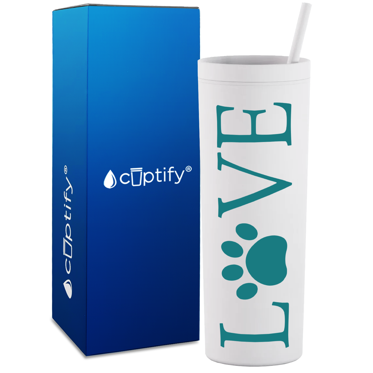 LOVE Dog Paw on 18oz Acrylic Skinny Tumbler
