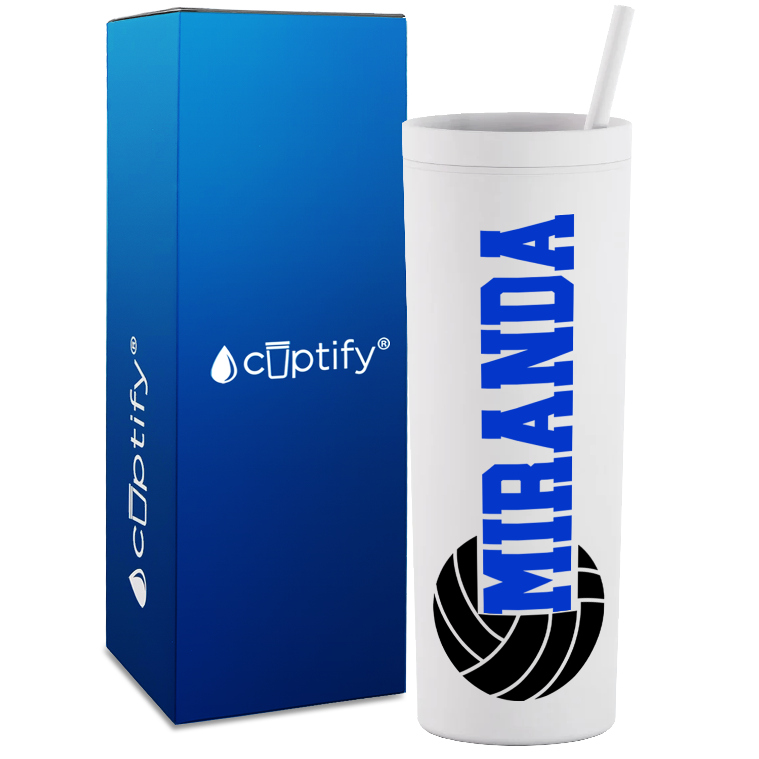 Personalized Volleyball on 18oz Acrylic Skinny Tumbler
