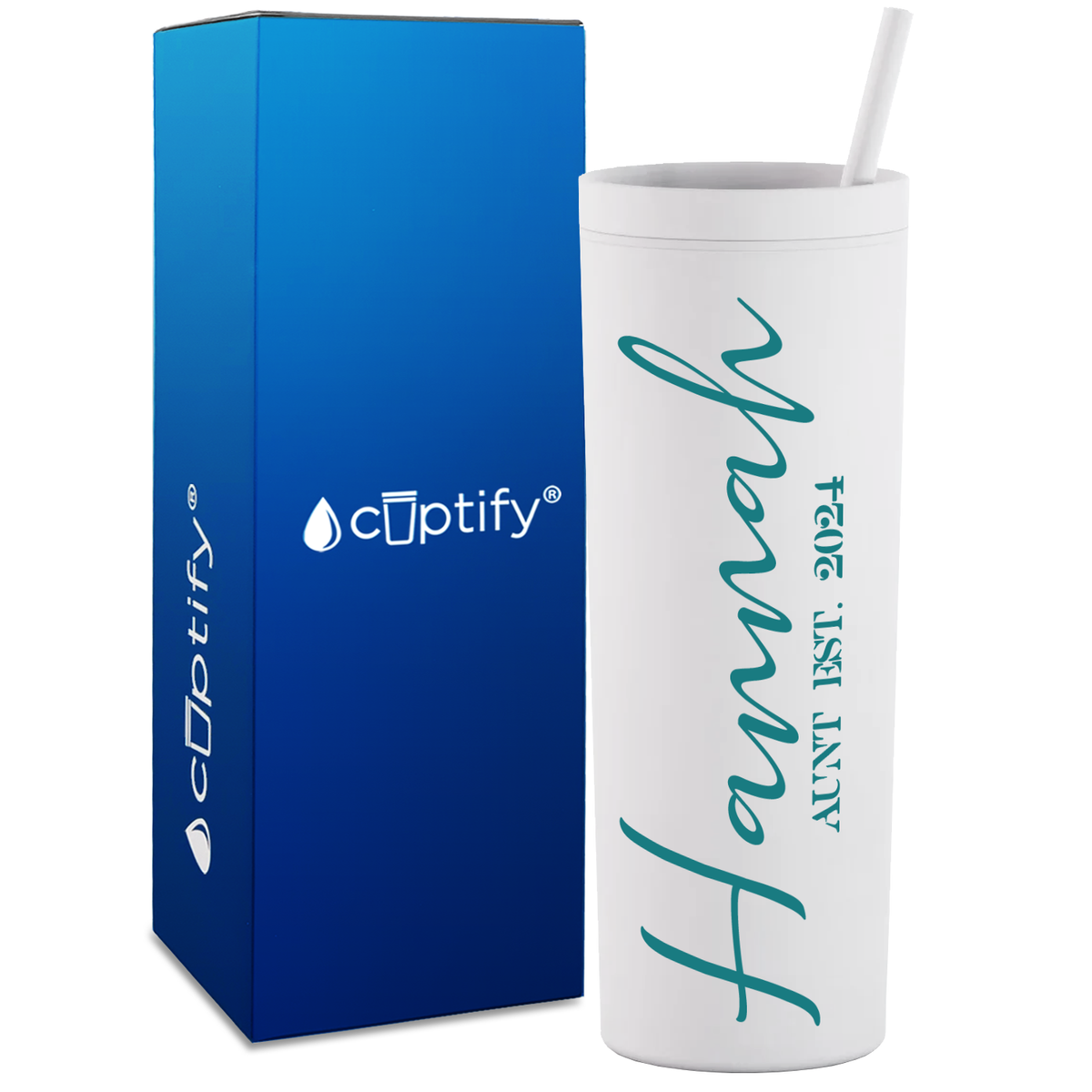 Personalized Aunt Established on 18oz Acrylic Skinny Tumbler