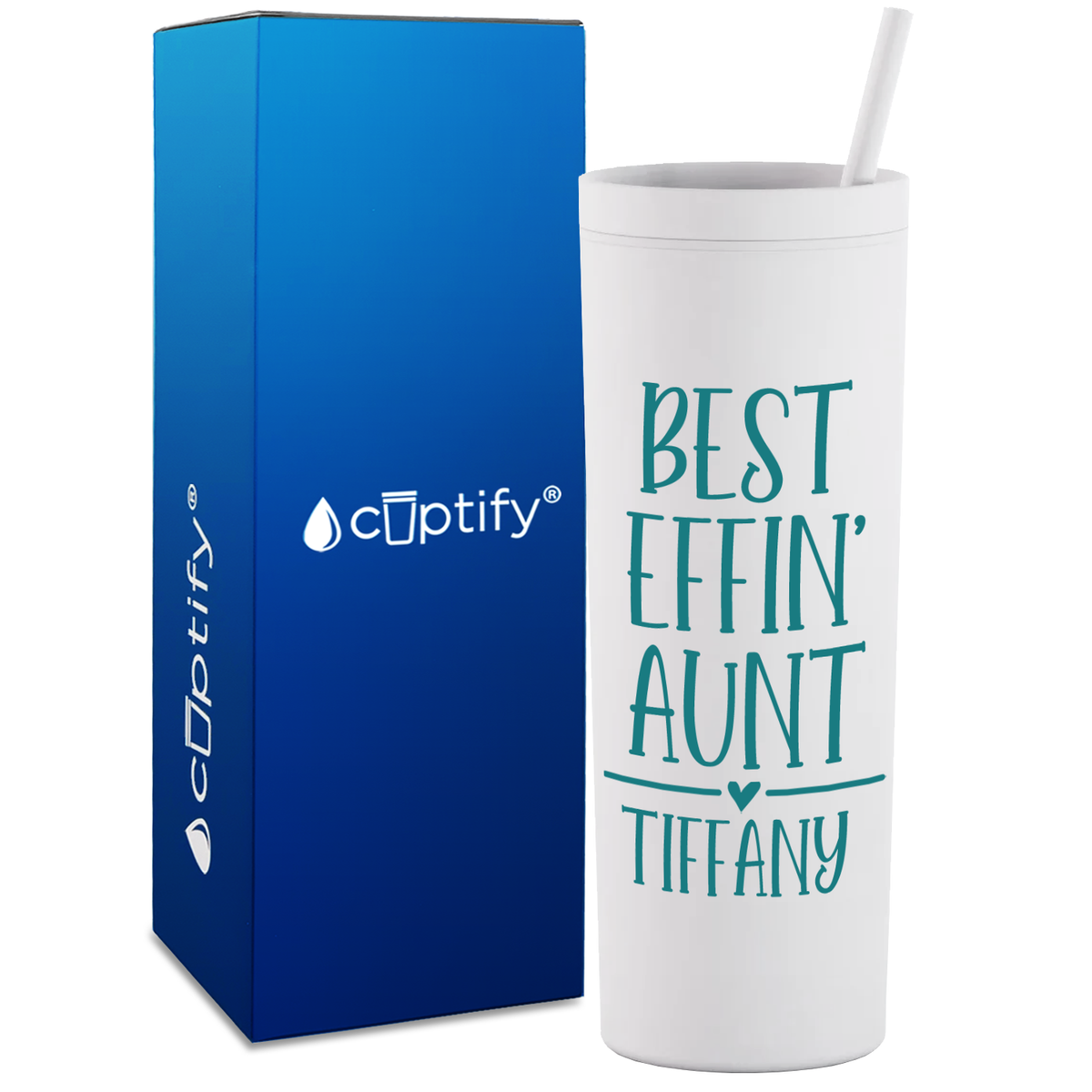 Personalized Best Effin' Aunt on 18oz Acrylic Skinny Tumbler