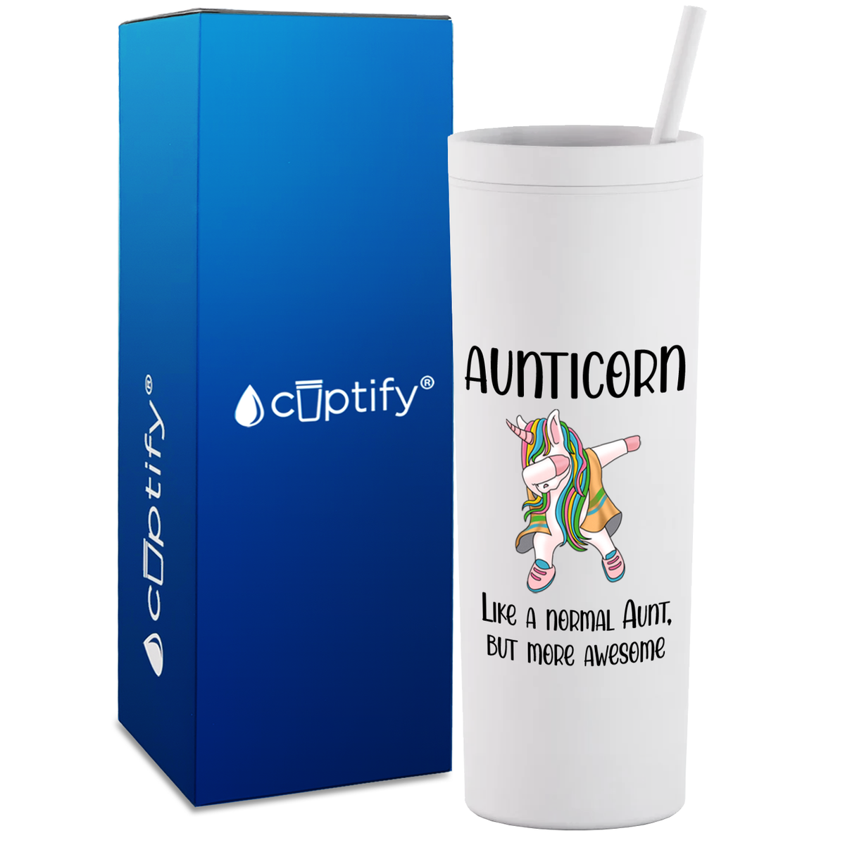 Aunticorn on 18oz Acrylic Skinny Tumbler