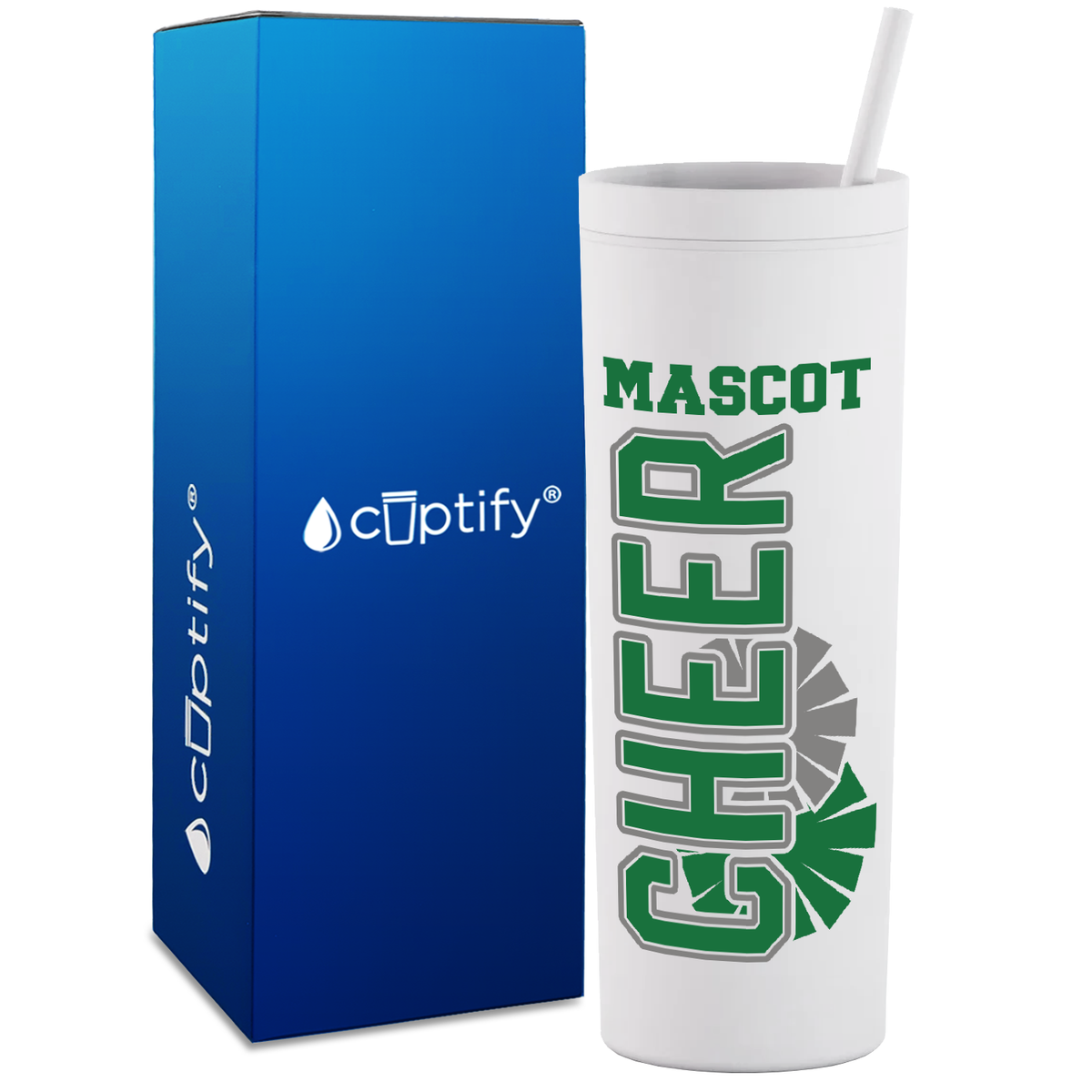 Cheer with Mascot on 18oz Acrylic Skinny Tumbler