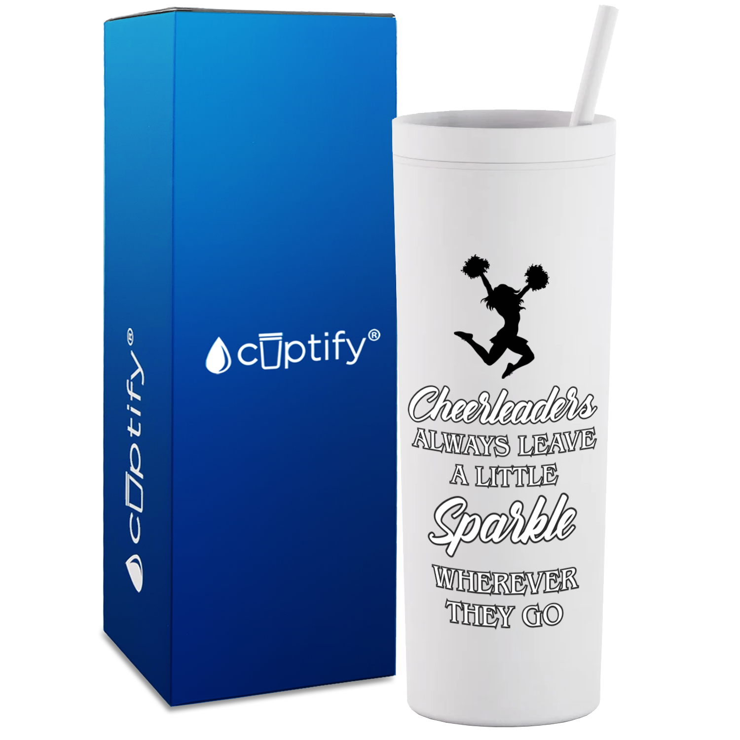 Cheerleaders Always Leave a Little Sparkle on 18oz Acrylic Skinny Tumbler