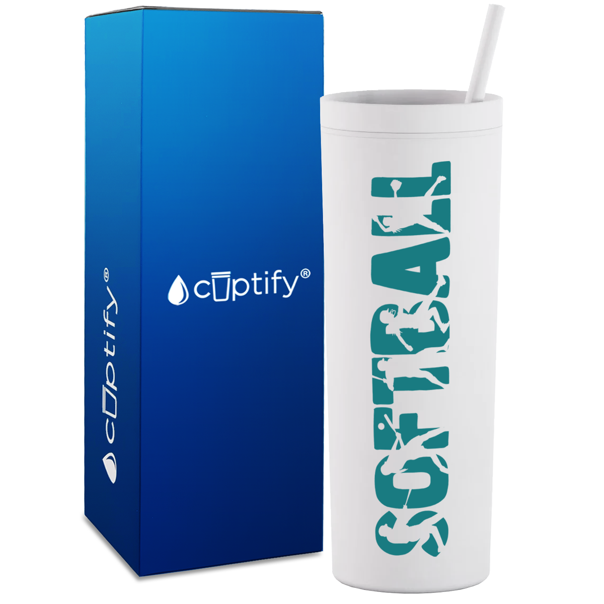 Softball Players on 18oz Acrylic Skinny Tumbler