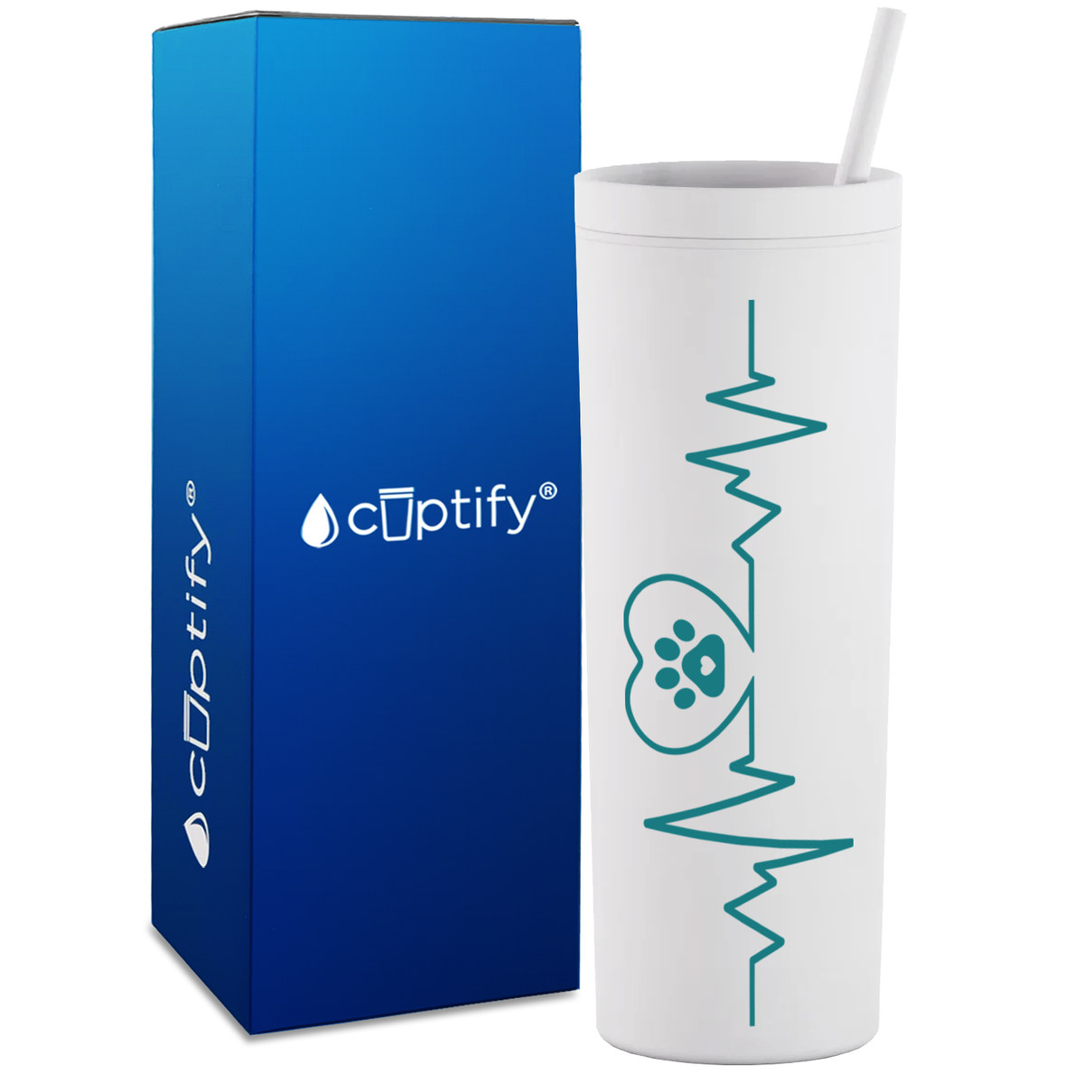 Love Dogs Heartbeat on 18oz Acrylic Skinny Tumbler