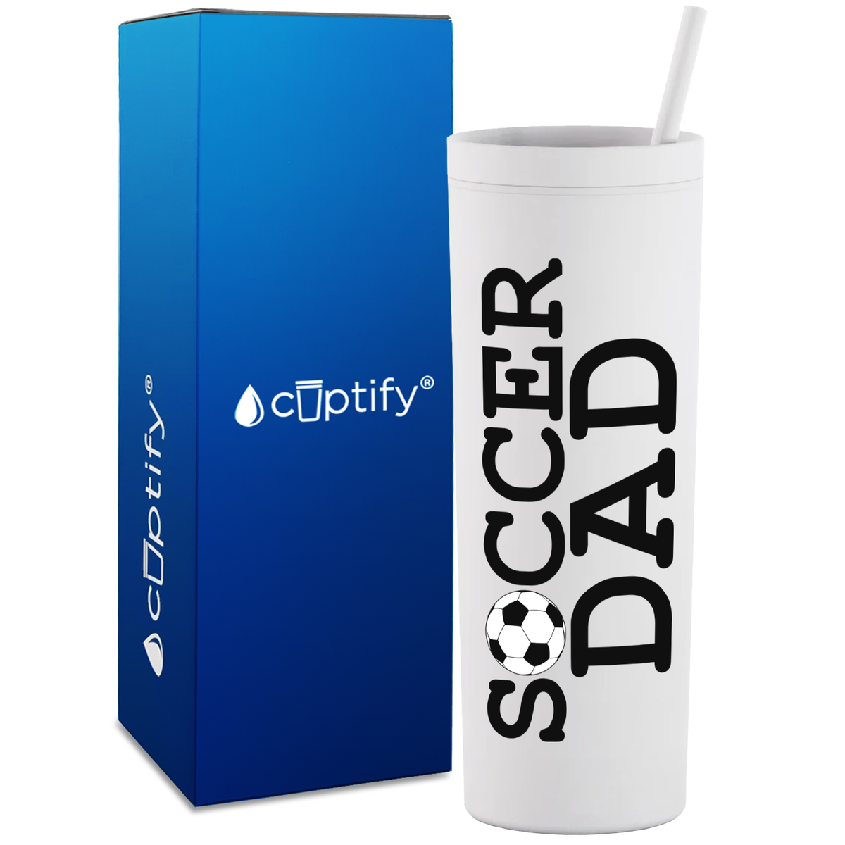 Soccer Ball Dad on 18oz Acrylic Skinny Tumbler